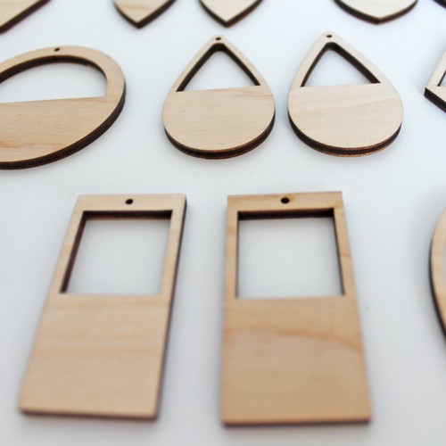 18 Unfinished Wood One Frame Cutout Earrings Jewelry Blanks Resin