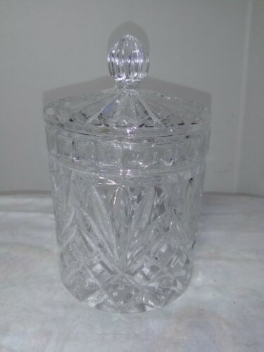 Fifth Avenue Cut Crystal  humidor tobacco Vanity Dresser Trinket Lid jar - Picture 1 of 12