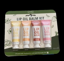 IZME New York 4 Lip Oil Balm Kit Coconut, Peach, Rosehip and Strawberry NEW
