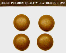 4 MADE IN USA genuine light walnut tone leather covered buttons 21mm metal loop