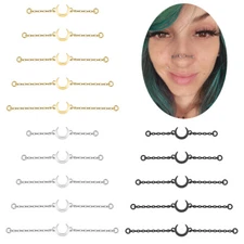 5Pcs Stainless Steel Nose Chain Moon Shaped Nostril Piercing for Women Men