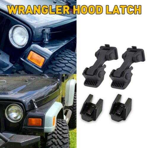 Hood Catch Pins Bracket Kit Lock Latch Cover Latch For JEEP Wrangler TJ 97-07 - Zdjęcie 1 z 11