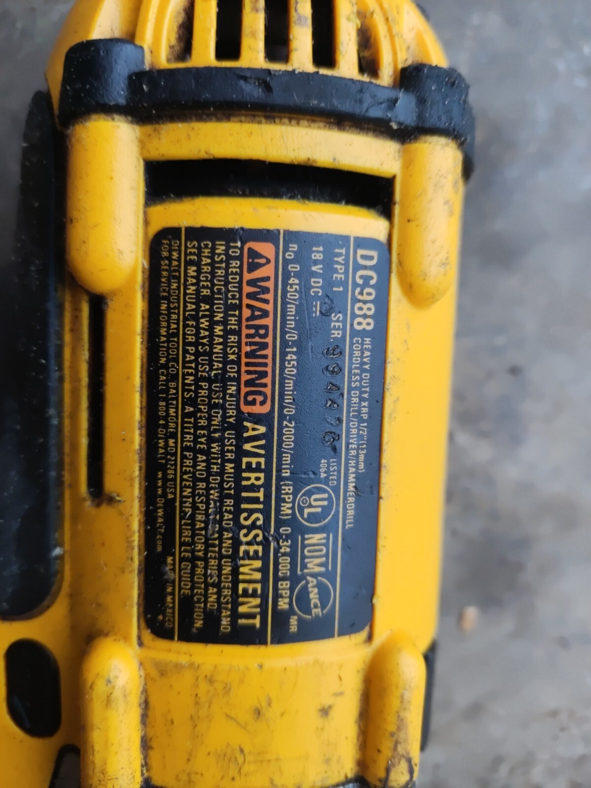 Dewalt 18V Combi Hammer Drill Driver Heavy Duty XRP Cordless DC988 NO