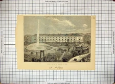 Old Antique Print 1873 Opening City Water Works Vienna Fountain Buildings 19th