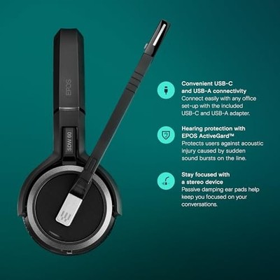 BLACK - EPOS IMPACT 5000 GO MS STEREO WIRELESS HEADSET   PREMIUM DECT