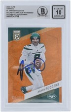 Aaron Rodgers Jets Signed 2023 Panini Donruss Elite Orange #4 #/399 BAS 10 Card