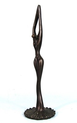 MODERNIST BRONZE SCULPTURE Elegant 11'' Milo Style Nude Female Dancer Statue