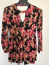Free People Mini Dress Tunic Women Size 6 Tegan Boho Peasant Retro