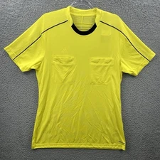 Adidas Referee Jersey Men Large Yellow Black Climacool Short Sleeve Soccer Shirt