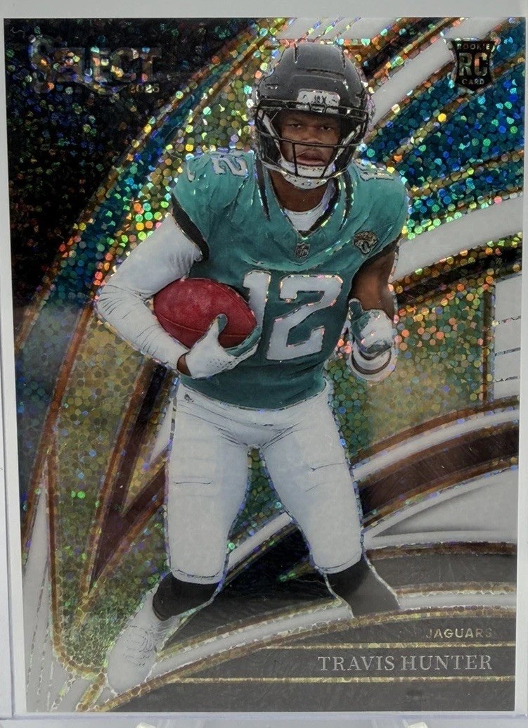 Travis Hunter 2025 Panini Select #228 White Sparkle Club Level SSP Jaguars RC