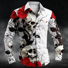  Button Down Shirt Men Fashion European Casual Hawaiian Men's Shirt Flower Shirt