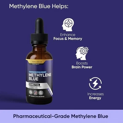 LIOPHY NEW Methylene Blue USP Pharmaceutical Grade 99.99% with Dropper