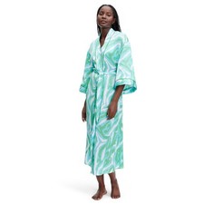 Women'S Long Satin Disco Zebra Green Robe Dvf For Target Xxs