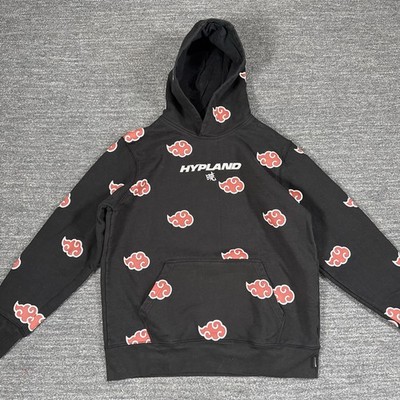 Naruto Akatsuki Hypland Hoodie Large Black Cloud All Over Print Sweatshirt 2002