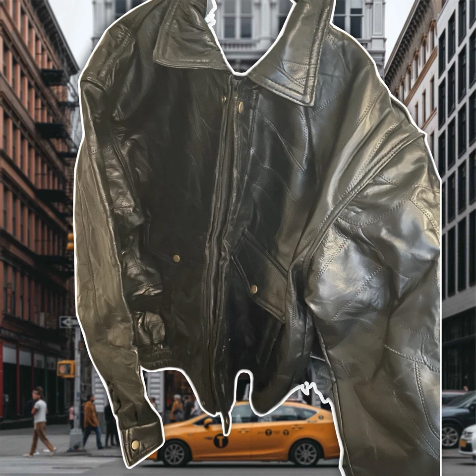 全新带标签皮革夹克时尚好莱坞时尚 XL 超大 Y2K 2025