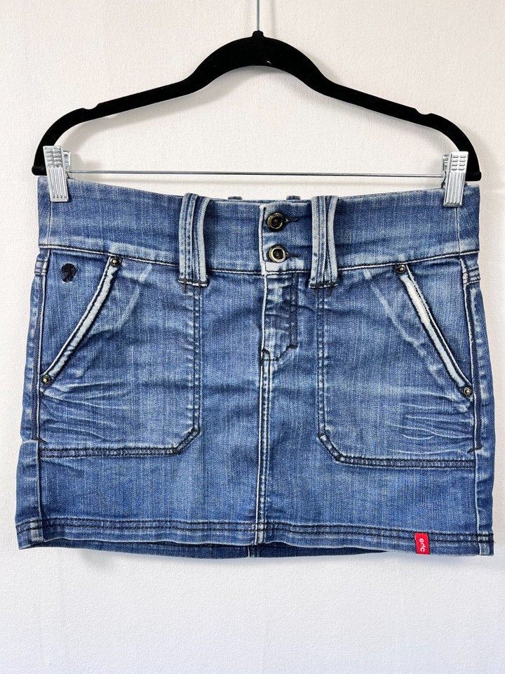 EDC by Esprit Womens Denim Mini Skirt Size 27 AU 8 Blue Stretch Cotton Pockets