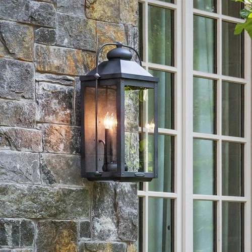 Anchorage 9 1/4"W Aged Zinc Two Candle Outdoor Wall Light - Picture 1 of 10