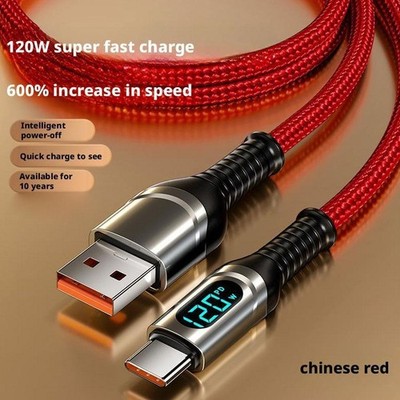 +#120W USB C Data Cable 6A Super Fast Charging Digital Type C; Display Y1A3