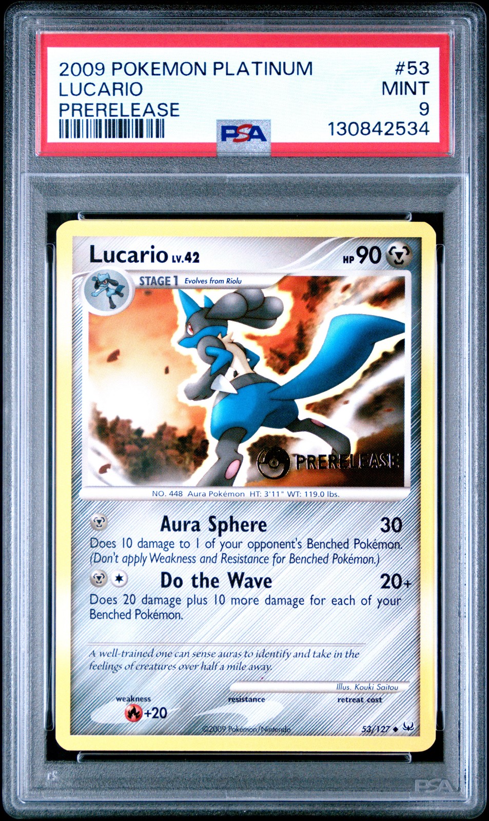 2009 POKEMON PLATINUM PRERELEASE #53 LUCARIO PSA 9