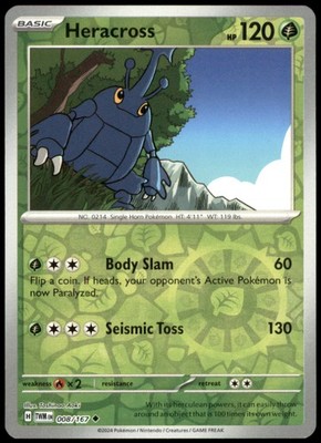 Heracross 008/167 SV06: Twilight Masquerade Reverse Holofoil LP Pokemon