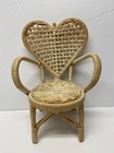 Natural Wicker Rattan Peacock Heart Chair Doll Or Plant Stand 10 Inchs Tall