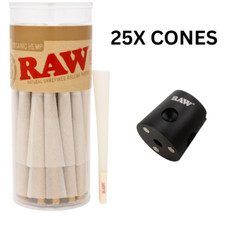 RAW 1 1/4 Organic Pre-Rolled Cones 25ct + RAW Magnetic Ash Snuffer