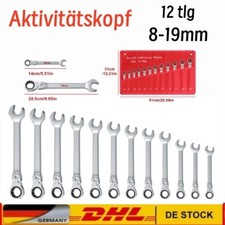 12 tlg Ratschenschlüssel Satz Set Gelenk Ringmaul Ring Maul Ratsche Schlüssel 