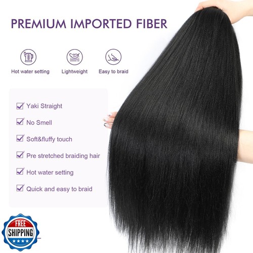 ROSDINA Pre-stretched Braiding Hair - 22 Inch 8 Packs Natural Black Long Brai - Bild 3 von 5