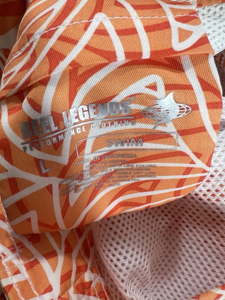 Bañador Reel Legends Grande Naranja Adulto Hombre Geométrico Playa MANCHA Foto 3 de 4