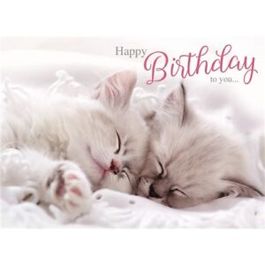 Sleepy Kittens Birthday Card Cute Cat Happy Birthday To You With Lots Of Love Ebay