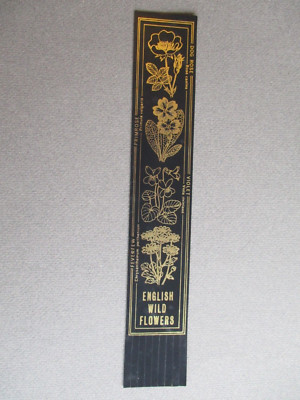 Leather BOOKMARK ENGLISH WILD FLOWERS Dog Rose Primrose Violet BLACK Unused