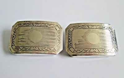 VTG Kumapart Double Snap Sterling Silver Cuff Links? Belt Buckle? Etched Screw
