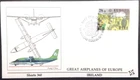 IRELAND  SHORTS 360 GREAT AIRPLANES OF EUROPE 1988 FLEETWOOD CACHET FDC UNADDR