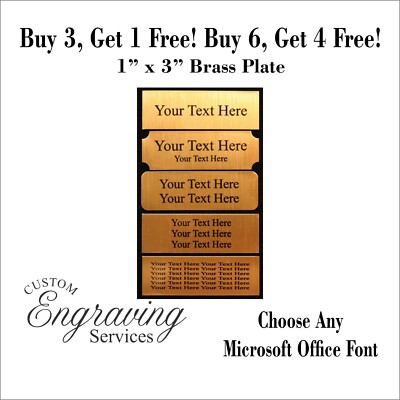 1x3 Customized Brass Plate Picture Plaque Name Tag Trophy Flag Fantasy Football