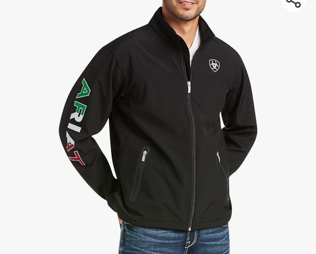 Ariat® Men's New Team Logo Black Mexico Flag Softshell Jacket