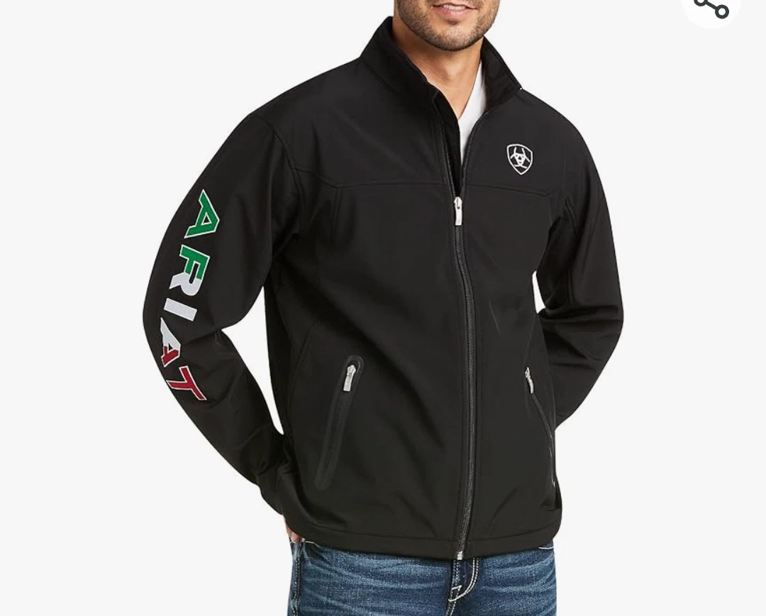 Ariat® Men's New Team Logo Black Mexico Flag Softshell Jacket
Opens in a new window or tab