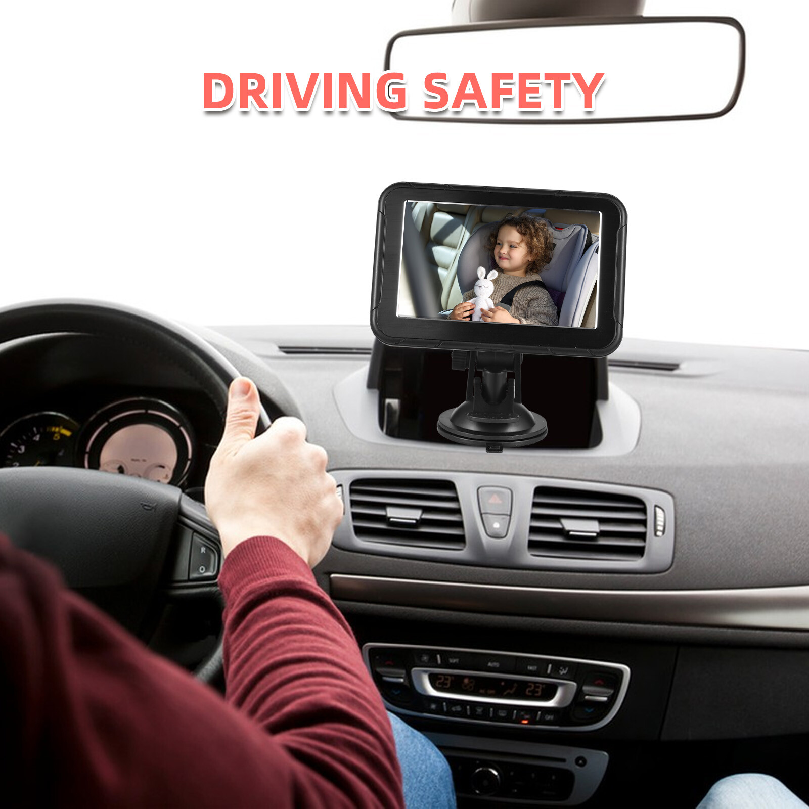 LED Night Vision Car Seat Camera Baby Monitor w/ 5 inch Folding Display