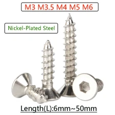 Countersunk Head Self Tapping Screws Allen Flat Tapper Bolts M3 M3.5 M4 M5 M6