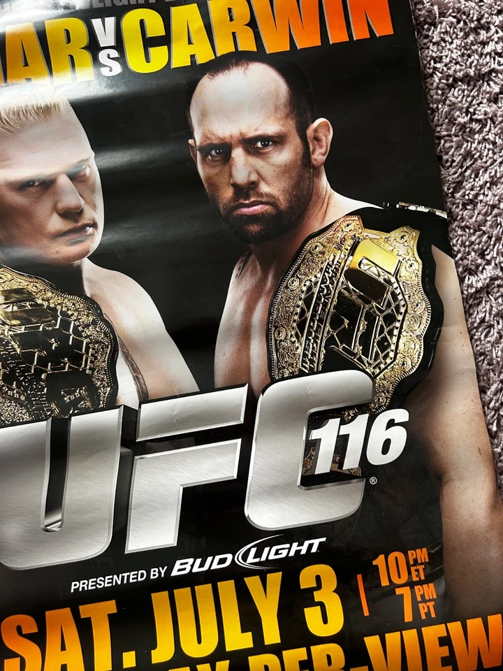 UFC 116 Brock Lesnar v Shane Carwin 官方海报 18x24 状况良好! MMA — 第 3/4 张图片