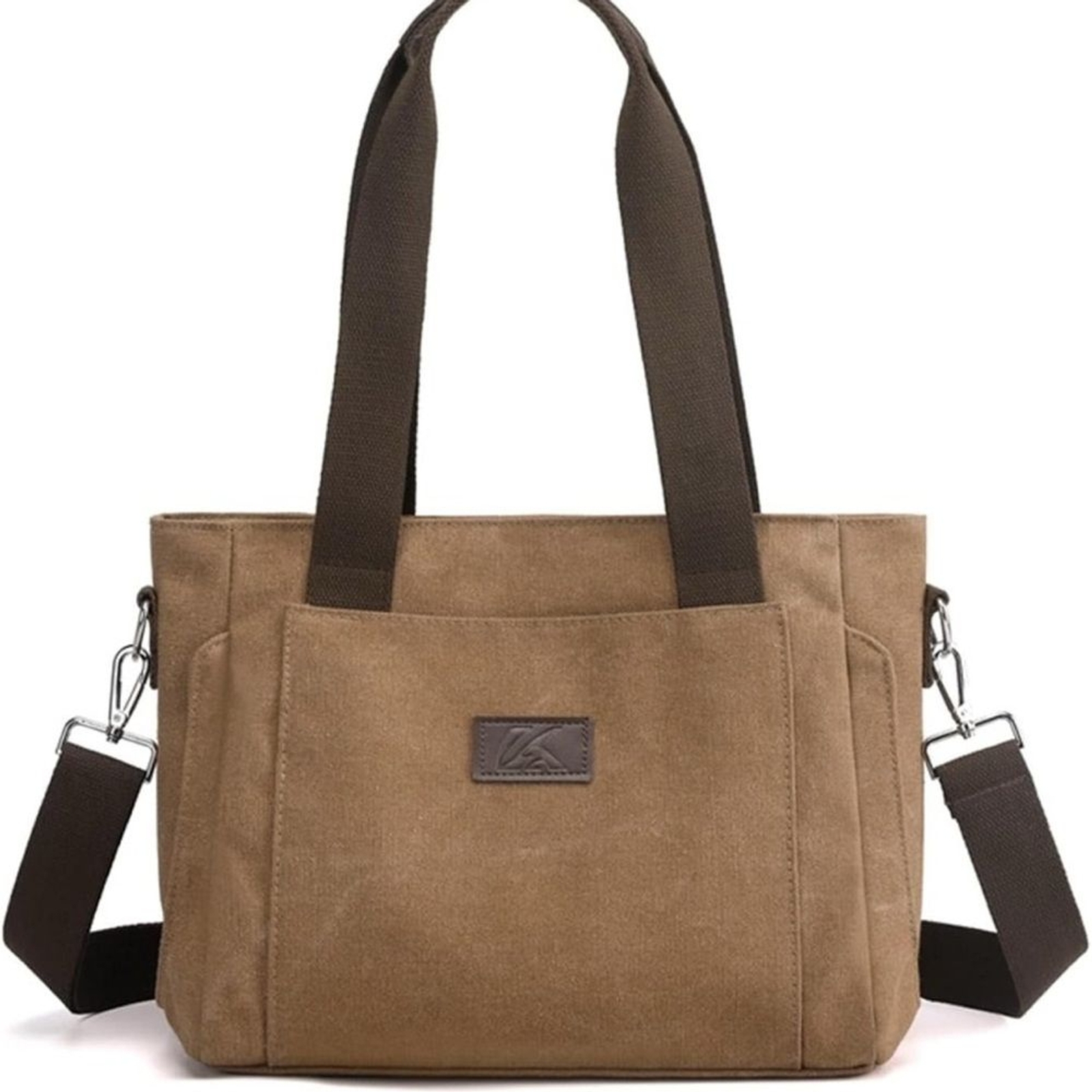 Simple Casual Women's Large Canvas Shoulder Bag Portable & Spacious