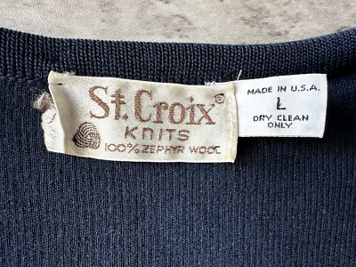 Vintage St. Croix Knits Navy Blue 100% Zephyr Wool Sweater Vest
