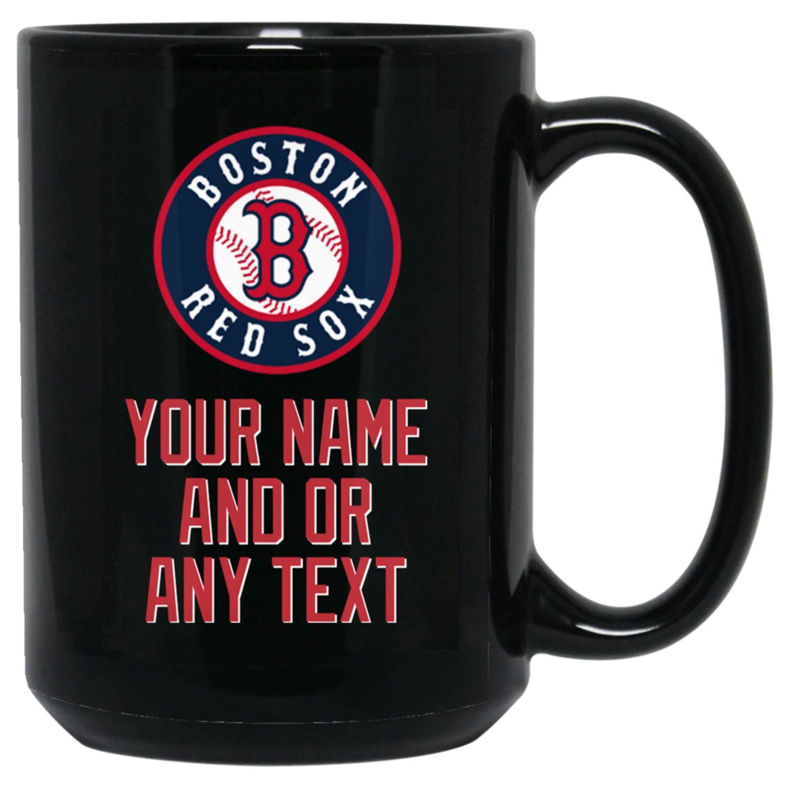 Custom Personalized Boston Red Sox Logo Black Ceramic Coffee Mug Cup