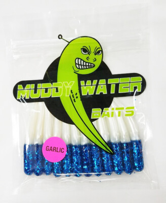 Esche Soft Plastic Muddy Water Bait - Corpo Solido 2-1/4 Pollici, Aroma Aglio, Colore Blu/Perla, Confezione Da 12 Per Crappie