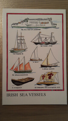 Postkarte Irish Sea Vessels MV Isle of Inishmore Sirius The Passgard 2 Skiff Gal