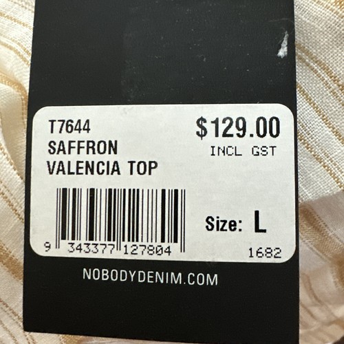 Nobody Denim Size Large VALENCIA TOP SAFFRON STRIPE RRP$129 BNWT - Picture 12 of 13