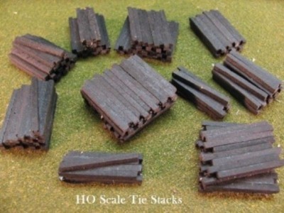 HO Scale Railroad Tie Stacks -Black - Scenery Accessories - DP Model Train Prod