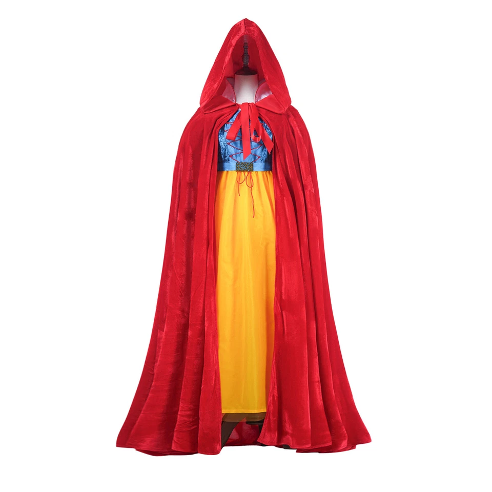 2024 Movie Snow White Cosplay Costume Girls Princess Dress Red Velvet Cloak - Image 3 of 4
