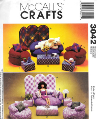 Bean Bag Furniture 11-1/2'' Dolls Michelle Hains Sewing Pattern McCall's 3042 OOP