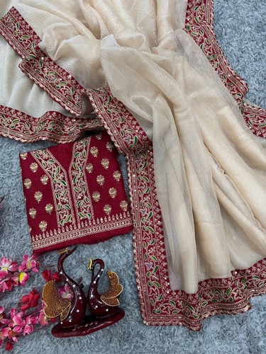 NEW Designer Bollywood Saree Partywear Indian Pakistani Wedding Sari - Picture 11 of 14