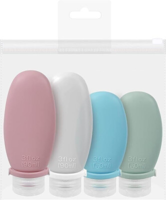Reiseflaschen Toilettenartikel 90ml 60ml, 4er-Pack Silikon Reise Toilettenartikel tragbar